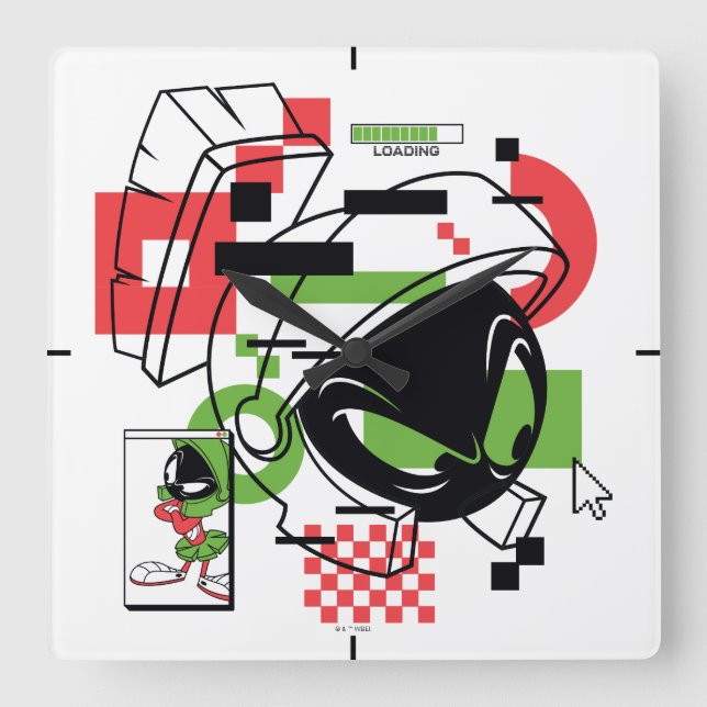 Horloge Carrée MARVIN THE MARTIAN™ Glitch (Recto)