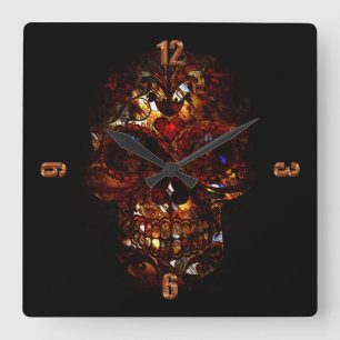 Horloge Carrée Masque de mort crâne de Jour des morts Design