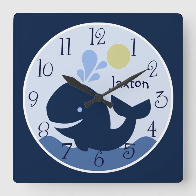 Horloge Carrée Mate Whale Baby Clock (Recto)
