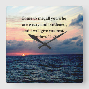 HORLOGE CARRÉE MATELAS SPIRITUELS 11:28 PHOTO DE LA SCRIPTURE DU 