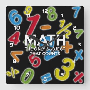Horloge Carrée Maths. Le seul sujet qui compte