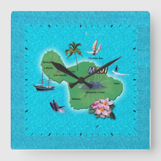 Horloge Carrée Maui (Recto)