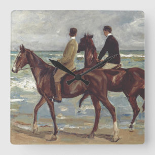 Horloge Carrée Max Liebermann : Deux Cavaliers sur la Plage Art