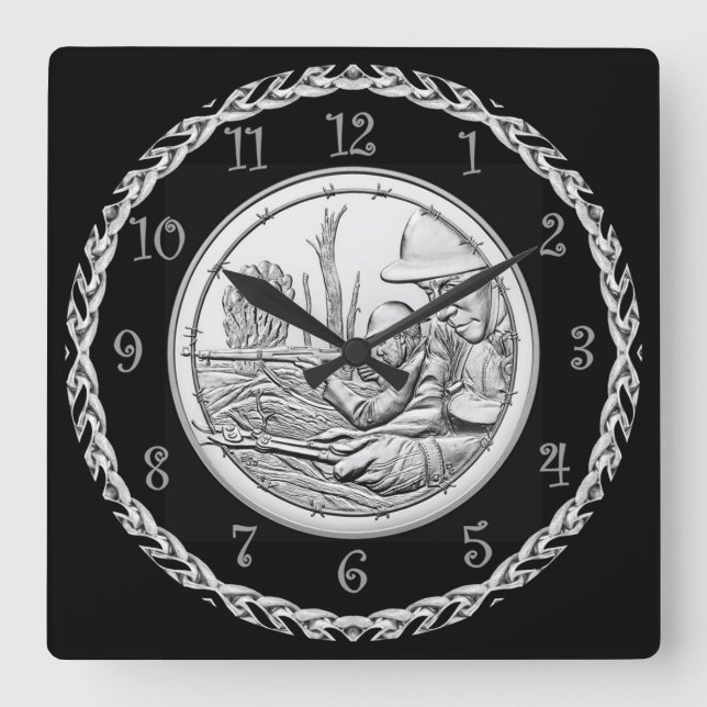 Horloge Carrée Médaille de l'armée du centenaire de Doughboys 201 (Recto)