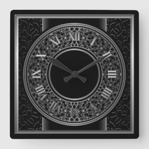 Horloge Carrée Médaillon argenté chic 2