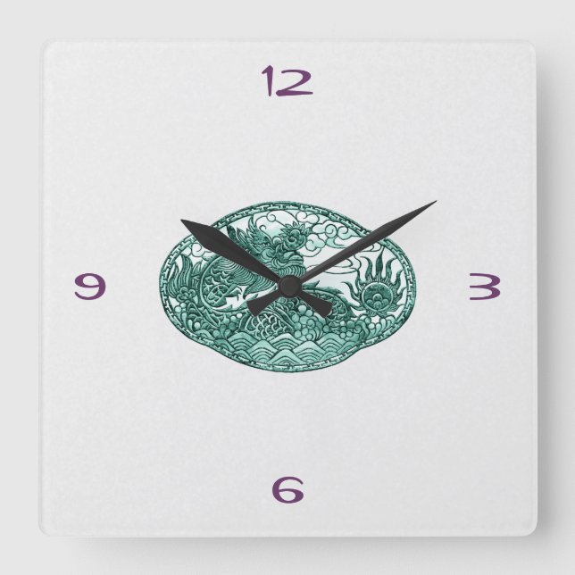 Horloge Carrée Médallion d'Emerald Green (Recto)