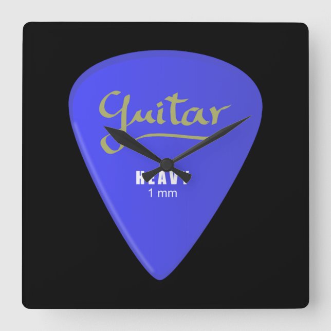 Horloge Carrée Médiator pour guitare (Recto)