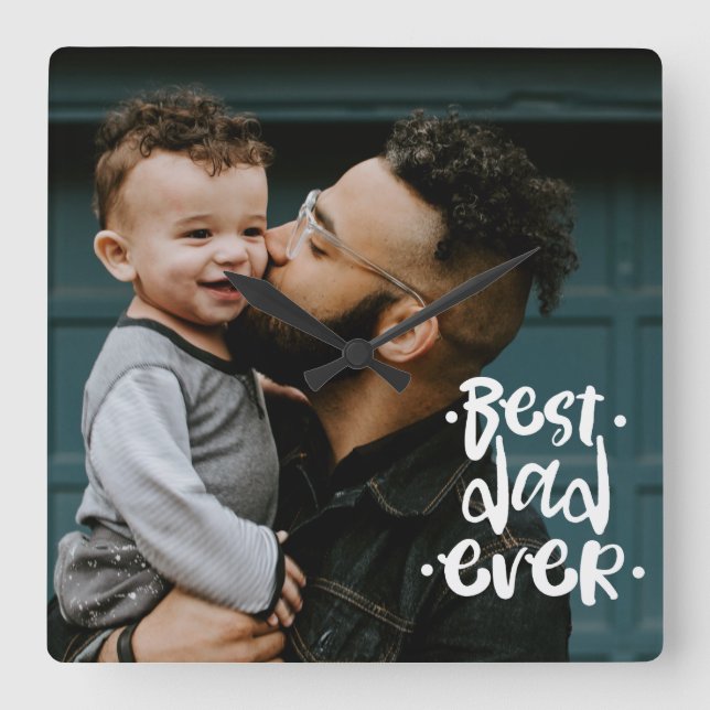 Horloge Carrée Meilleur père de Custom Photo Father's Day   (Recto)
