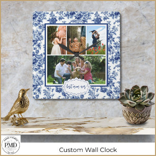Horloge Carrée Meilleure Maman Ever Quatre Photo Vintage Floral T