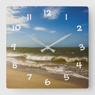 Horloge Carrée Mer avec ciel bleu -