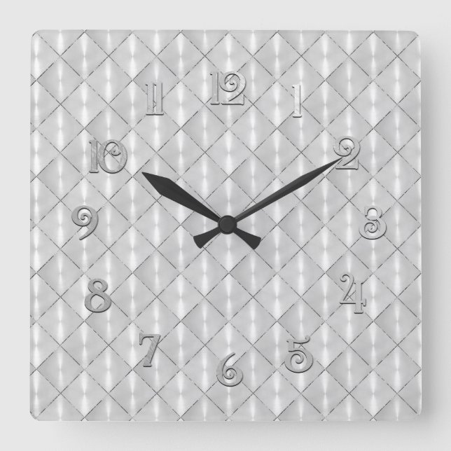 Horloge Carrée Mère blanche de perle avec argent (Recto)