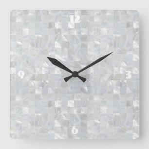 Horloge Carrée MÈRE DE PEARL IMPRIMÉ Blanc