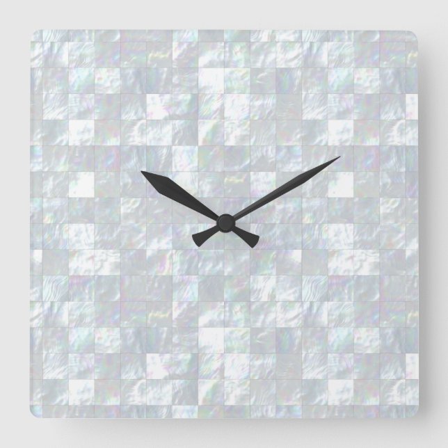 Horloge Carrée Mère De Pearl Mosaic (Recto)