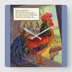 Horloge Carrée Mère Oie des années 1920 - coq