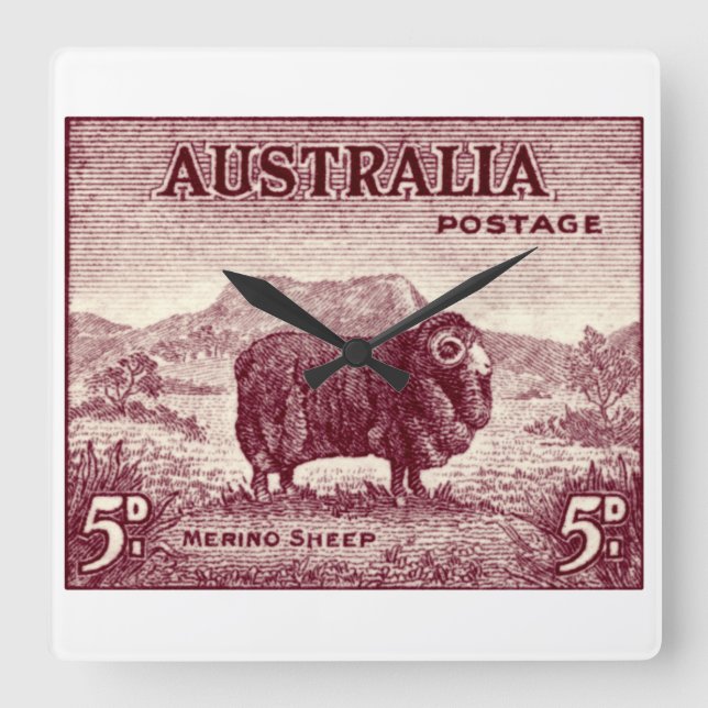 Horloge Carrée Merino Sheep australien 1934 (Recto)