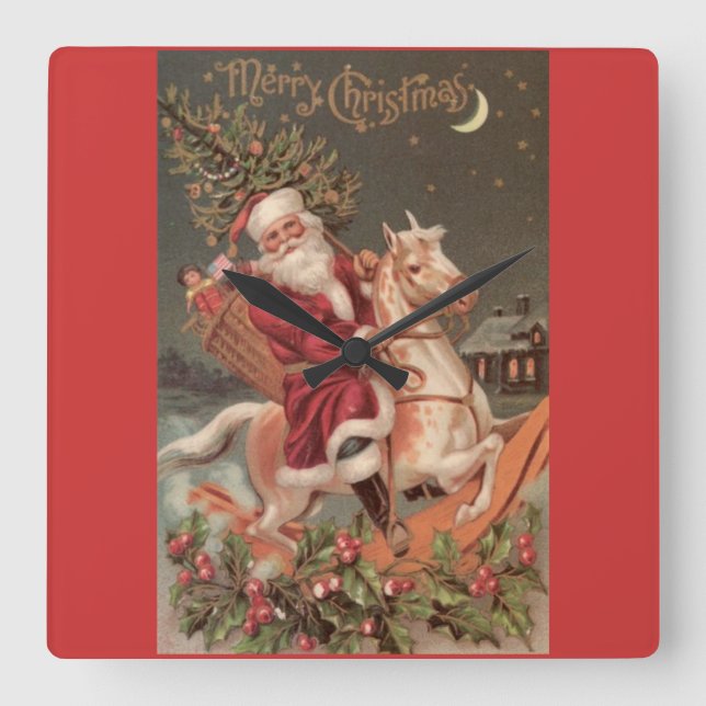 Horloge Carrée Merry Christmas wall clock (Recto)