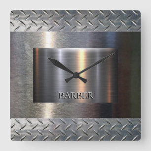 Horloge Carrée Metal and diamond plate design