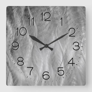Horloge Carrée Métal brossé argenté Abstrait