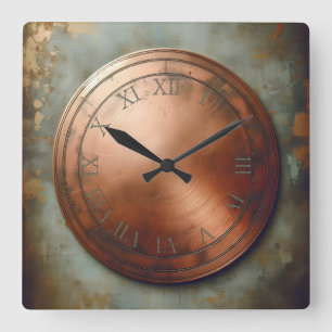 Horloge Carrée métal corrodé