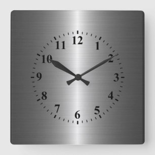 Horloge Carrée Métal en acier inoxydable