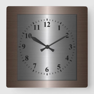 Horloge Carrée Métal en acier inoxydable Cool