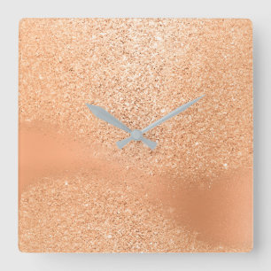 Horloge Carrée Métal rose de beauté d'or de corail de pêche de