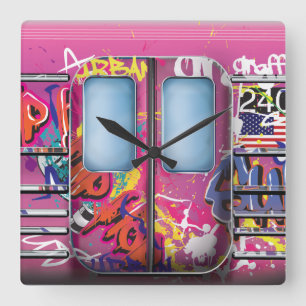 Horloge Carrée Métro de graffiti