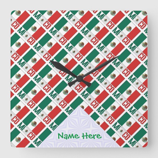 Horloge Carrée Mexico Tiled Personalized Square Wall (Recto)