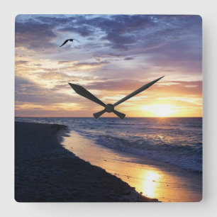 Horloge Carrée Mexique Sunrise sur la plage