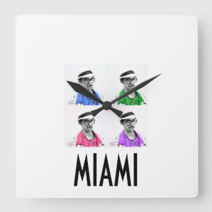 Horloge Carrée ~Miami Izzy~ MIAMI VICE IZZY POP ART WALLCLOCK!