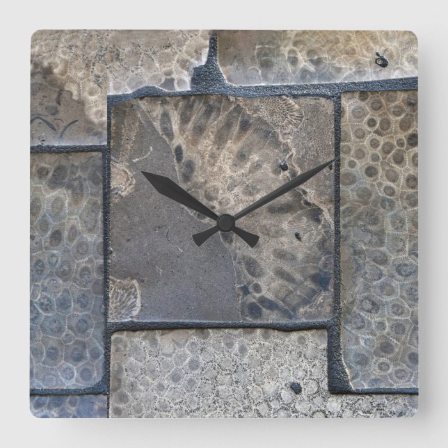 Horloge Carrée Michigan Petoskey Stone (Recto)
