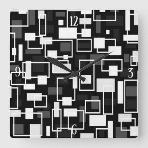 Horloge Carrée Mid Century Mod géométrique
