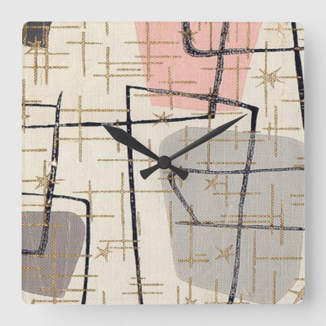 Horloge Carrée Mid Century Modern Abstract Acrylic Wall Clock (Recto)