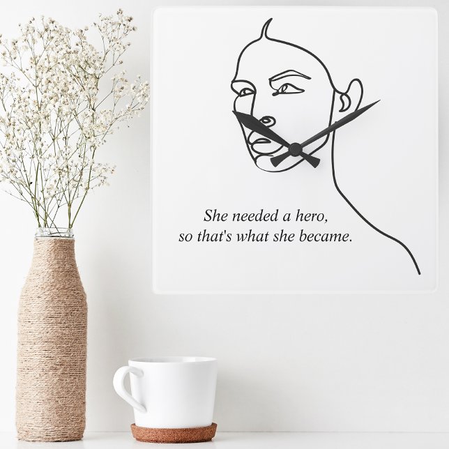 Horloge Carrée Minimal Black Elle Est Devenue Une Héros Inspirati (Créateur téléchargé)