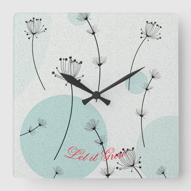 Horloge Carrée Minimalist Dandelion Wall Clock (Recto)