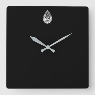 Horloge Carrée Minime Vip Black Silver Diamond Graphite métalliqu