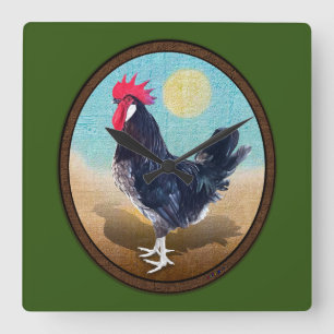 Horloge Carrée Minorque Rooster Vintage Oval