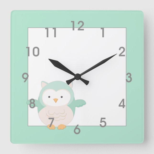 Horloge Carrée Mint Owl Clock (Recto)