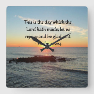 HORLOGE CARRÉE MISE À JOUR DE PSALM 118:24 DESIGN PHOTO SLEVER