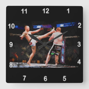 Horloge Carrée Mixed Martial Arts - A Kick To The Head