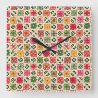 Horloge Carrée Modèle à motifs floraux