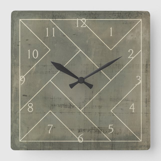 Horloge Carrée Modèle Abstrait avec formes géométriques (Recto)