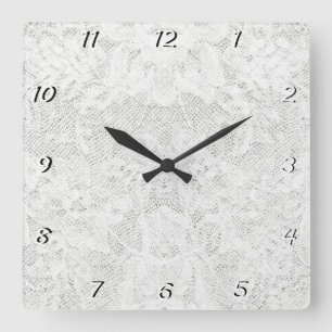 Horloge Carrée Modèle - arrière - plan blanc de dentelle