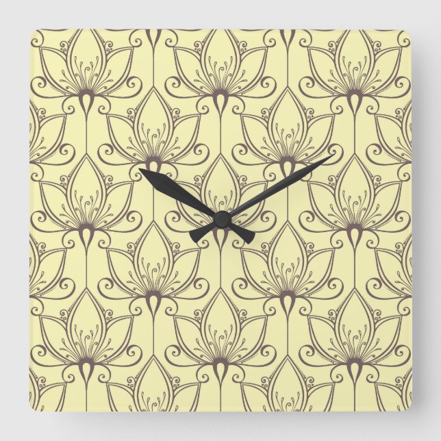 Horloge Carrée Modèle floral de crème (Recto)