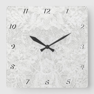 Horloge Carrée Modèle - White Lace Background