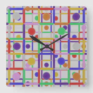 Horloge Carrée Moderne Abstrait tendance coloré