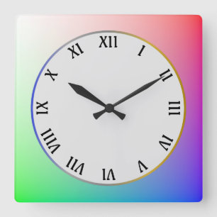 Horloge Carrée Moderne, élégant et simple Pastel Arc-en-ciel coul