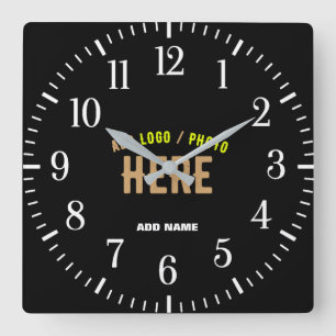 HORLOGE CARRÉE MODERNE ET MODERNE PERSONNALISABLE NOIR VÉRIFIÉ
