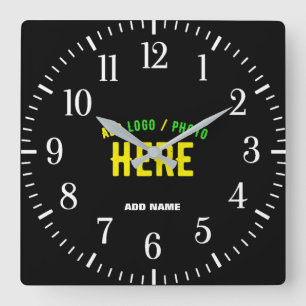 HORLOGE CARRÉE MODERNE ET MODERNE PERSONNALISABLE NOIR VÉRIFIÉ