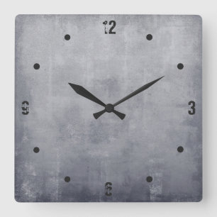 Horloge Carrée Moderne rustique gris abstrait